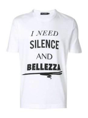 Dolce & Gabbana Slogan Print White Cotton T-shirt