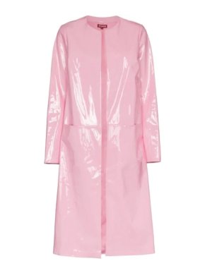 Staud Pink Liam Faux Patent-leather Coat