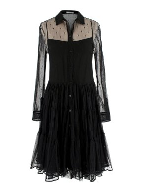 Dior Sheer Polka Dot Long Sleeve Dress