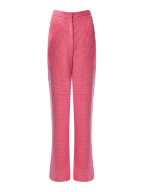 Chanel Pink Wide Leg Tweed Trousers