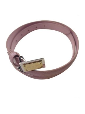 Dolce & Gabbana Pink Leather Logo Plaque Belt - Size 85