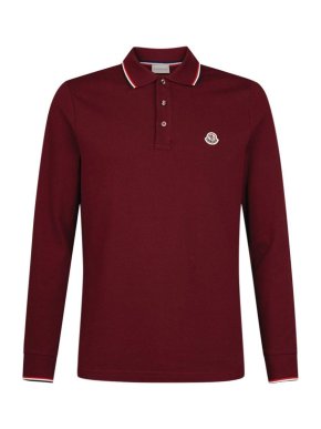 Moncler Burgundy Long Sleeved Polo Shirt