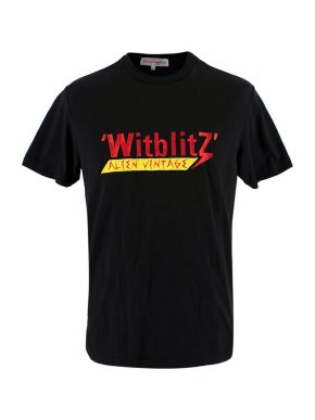 Walter Van Beirendonck Witblitz Logo Embroidered Black Cotton T-Shirt