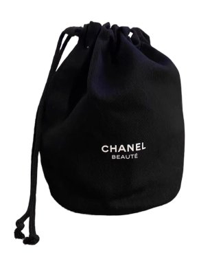 Chanel VIP Gift Black Canvas Medium Cosmetic Pouch