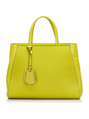 Fendi Yellow Leather Medium 2Jours Tote Bag