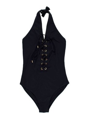 Melissa Odabash Black Lace-up Halter Swimsuit