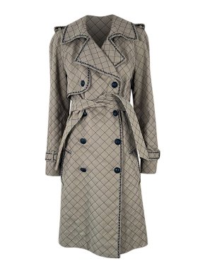 Chanel Beige Quilted Leather Trimmed Trench Coat