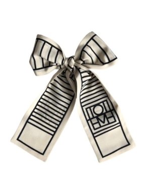 Toteme Cream & Black Striped Silk Twilly