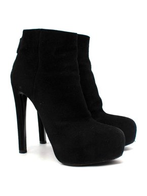 Prada Black Suede Heeled Ankle Boots
