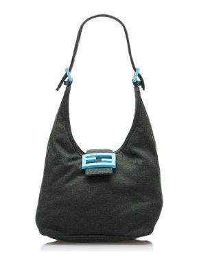 Fendi Grey Cotton FF Baguette Hobo Bag