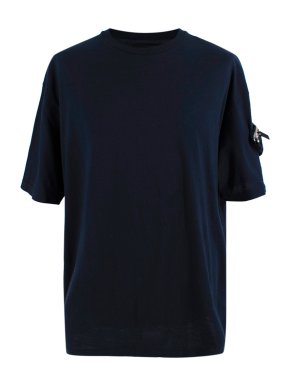 Prada Triangle Pouch Applique Navy Cotton T-Shirt