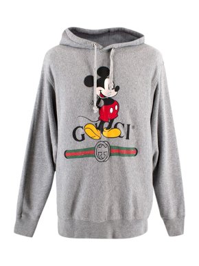 Gucci x Disney Mickey Mouse Printed Grey Cotton Hoodie