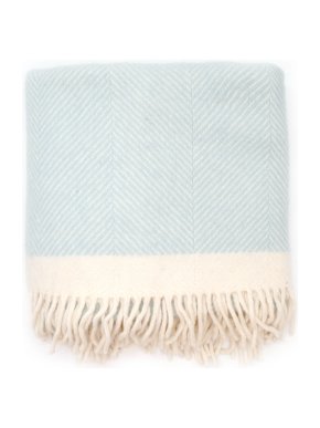 Mrs. Alice Baby Blue & Cream Chevron Wool Blanket 132cm x 143cm