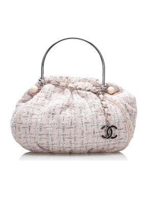 Chanel Pink Tweed Boucle Knitting Handbag