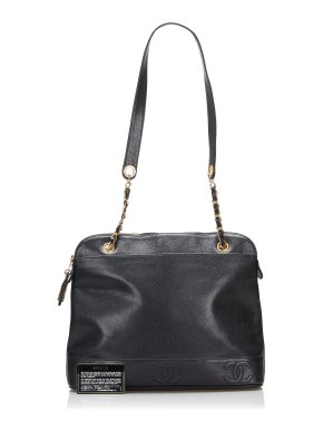 Chanel Black Caviar Leather  CC Shoulder Bag
