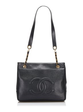 Chanel Black Caviar CC Shopping Tote Bag