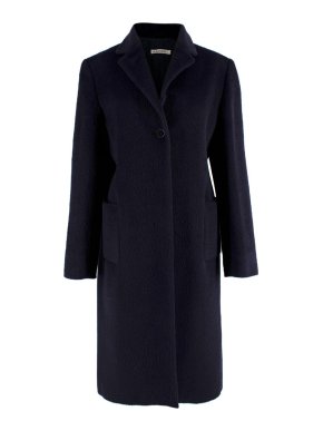 Navy Blue Llama Wool Blend Coat 1
