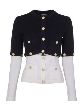 Chanel Black & White Buttoned Cashmere Cardigan