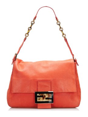 Fendi Orange Leather Mamma Forever Baguette Bag