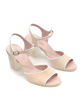 Chanel Chain Trimmed Beige Suede Sandals