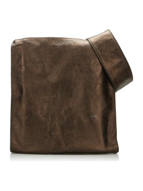 Chanel Logo Flap Metallic Leather Crossbody Bag