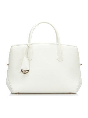 Dior White Grained Leather Open Bar Tote Bag
