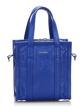 Balenciaga Blue Leather Bazar Shopper XXS Tote Bag