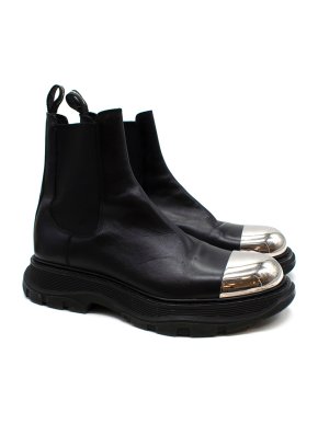 Alexander McQueen Tread Metal Toe-Cap Leather Chelsea Boots