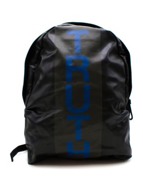 Alexander McQueen "TRUTH" Black Coated Canvas Backpack