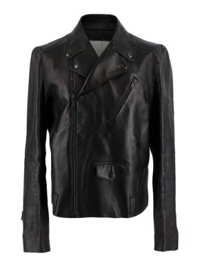 Alexander McQueen Black Raw Edge Leather Biker Jacket