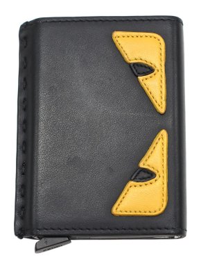 Fendi Black Leather Bugs Eyes Card Case