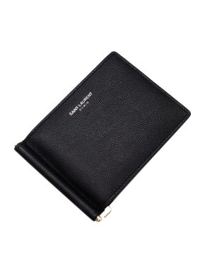 Saint Laurent Grained Leather Bill Clip Wallet
