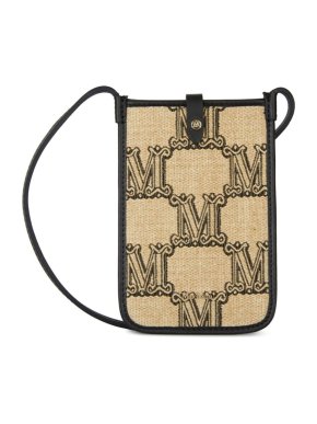 MaxMara Monogram Printed Raffia Phone Case Pouch