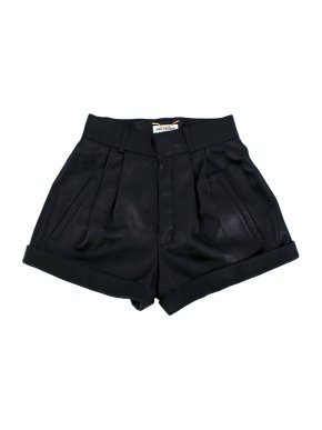 Saint Laurent Black Leather High Waisted Shorts