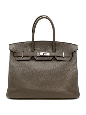 Hermes Etain Clemence Leather Birkin 35 PHW