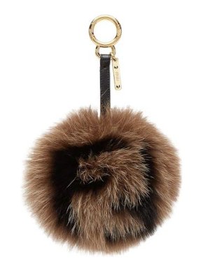 Fendi Brown Fox Fur FF Pom Pom Charm