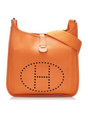 Hermes Orange Clemence Evelyne II GM PHW