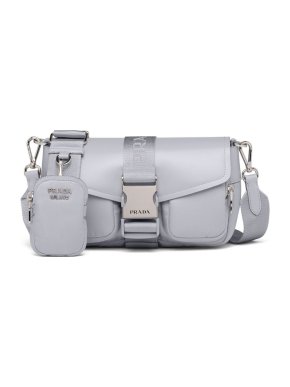 Prada Pocket Re-Nylon & Brushed Leather Crossbody Bag