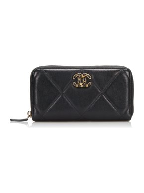 Chanel 19 CC Quilted Lambskin Long Zip Wallet