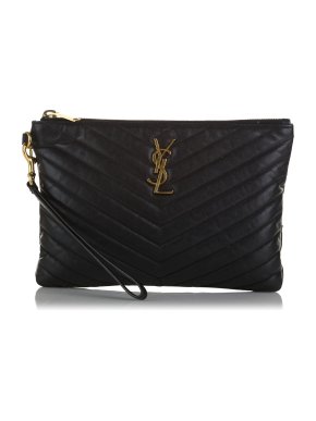 Saint Laurent Monogram Chevron Clutch Bag