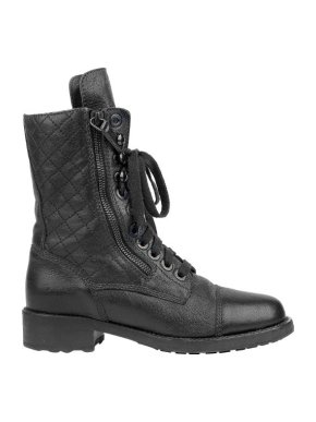 Chanel Leather Lace-Up Detail Zip Biker Boots