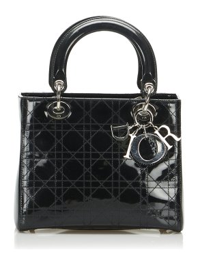 Black Patent Cannage Medium Lady Dior Bag