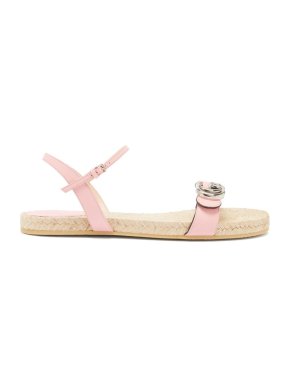 Gucci Pink Leather GG Marmont Espadrille Sandals