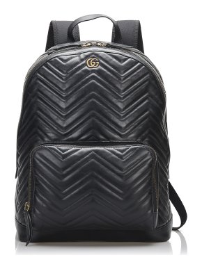 Gucci GG Marmont Matelasse Black Leather Backpack