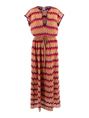 Missoni M  Collection Tan Zig-Zag Knit Kaftan Dress