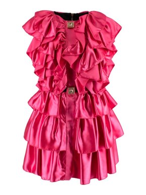 Balmain Kids 12Y Pink Satin Ruffled Mini Dress