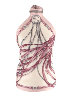Gucci Pink Chain Print Halter Scarf Top
