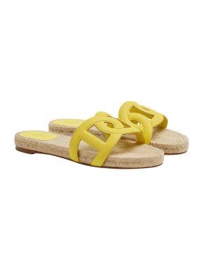 Hermes Jaune Curcuma Nappa Famosa Chaine d'Ancre Espadrille
