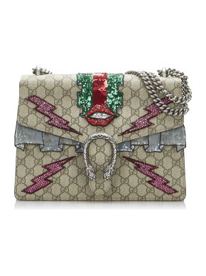 Gucci Embellished GG Supreme Dionysus Shoulder Bag