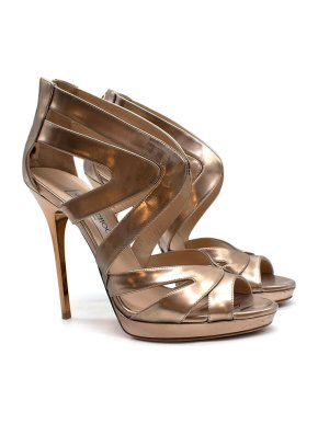 Jimmy Choo Metallic Gold Caged Heeled Sandals